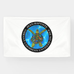 Caribbean unveiled on silk. - Rainbow Sea Turtle Banner