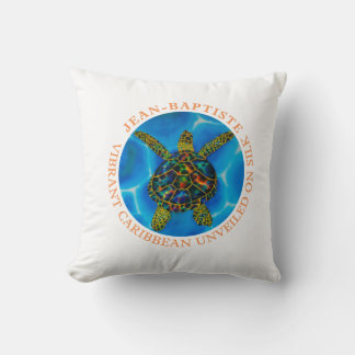 Caribbean unveiled on silk. - rainbow Sea Turtle C Cushion