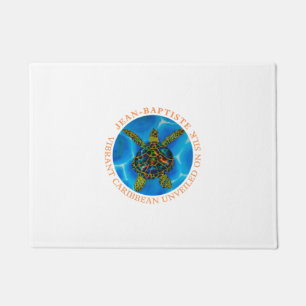 Caribbean unveiled on silk. - rainbow Sea Turtle C Doormat
