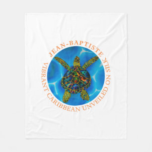 Caribbean unveiled on silk. - rainbow Sea Turtle C Fleece Blanket