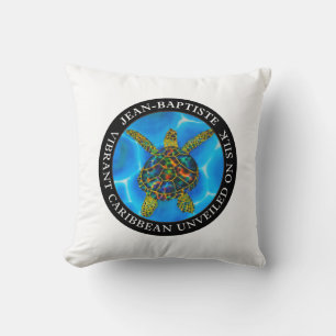 Caribbean unveiled on silk. - Rainbow Sea Turtle Cushion