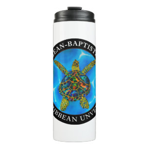 Caribbean unveiled on silk. - Rainbow Sea Turtle Thermal Tumbler