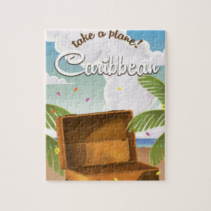 Caribbean vacation Classic Travel Poster, Jigsaw Puzzle