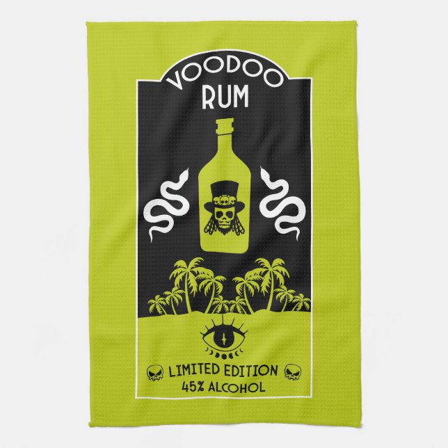 Caribbean Voodoo Rum Tea Towel (Vertical)