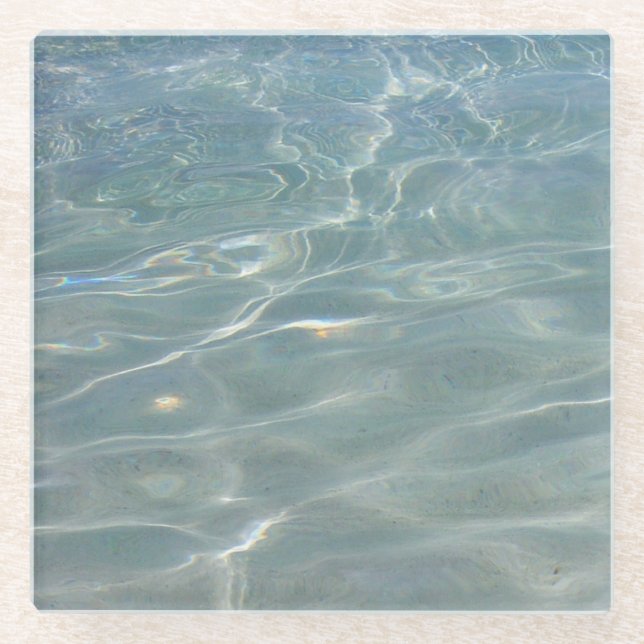 Caribbean Water Abstract Blue Nature Glass Coaster (Front)