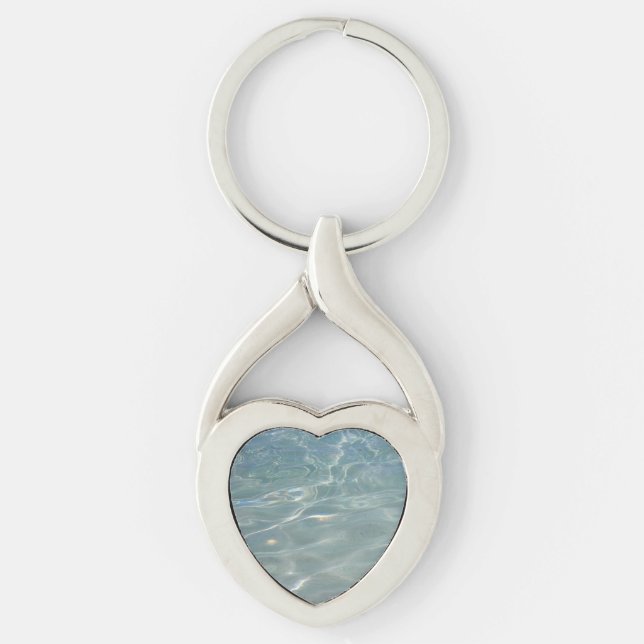 Caribbean Water Abstract Blue Nature Key Ring (Front)