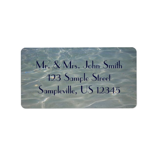 Caribbean Water Abstract Blue Nature Label (Front)