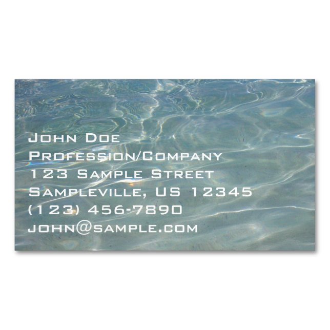 Caribbean Water Abstract Blue Nature Magnetic Business Card (Front)
