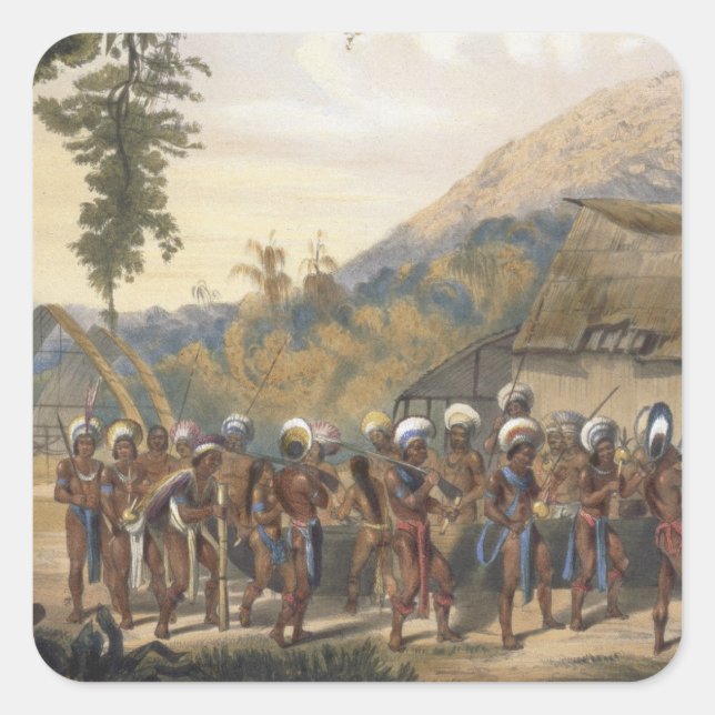 Caribi Village Anai, near the River Rupununi, from Square Sticker (Front)