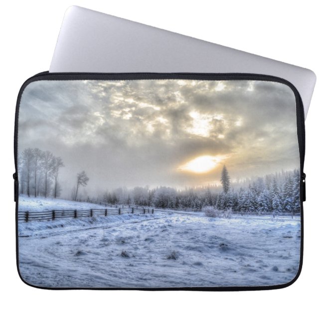 Cariboo Nature Landscape Winter Sunrise Laptop Sleeve (Front)