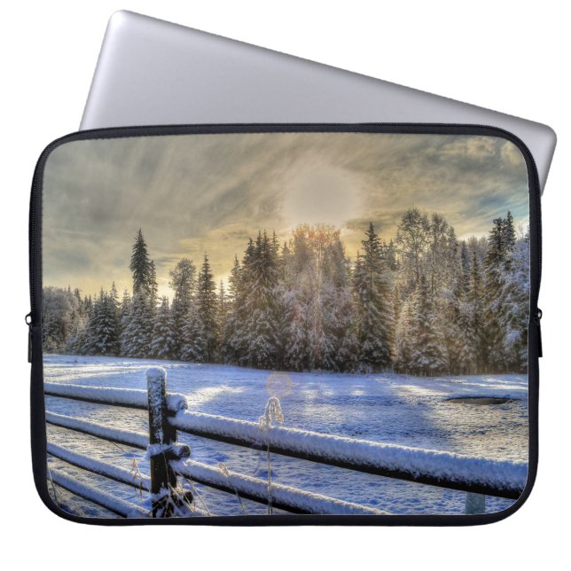 Cariboo Nature Landscape Winter Sunrise Laptop Sleeve (Front)