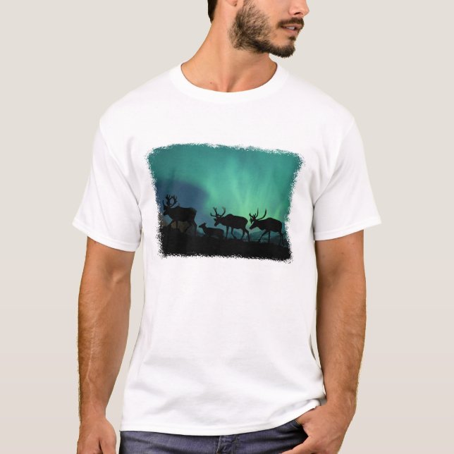 Caribou and Northern Lights T-Shirt (Front)
