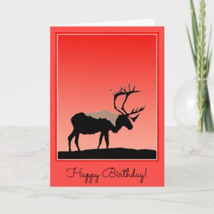 Caribou at Sunset  - Original Wildlife Art Card