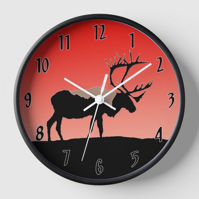 Caribou at Sunset  - Original Wildlife Art Clock (Front)
