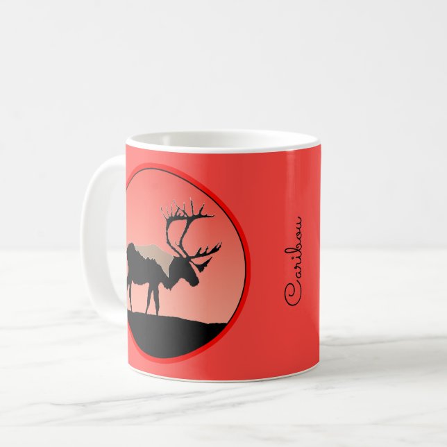 Caribou at Sunset  - Original Wildlife Art Coffee Mug (Front Left)