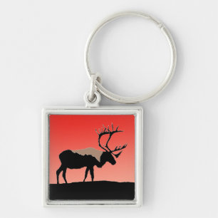 Caribou at Sunset  - Original Wildlife Art Key Ring