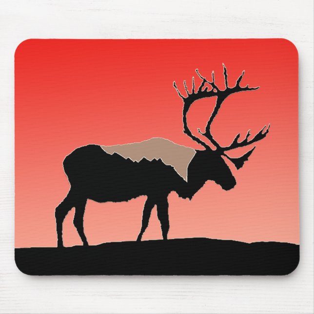 Caribou at Sunset  - Original Wildlife Art Mouse Pad (Front)