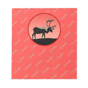Caribou at Sunset - Original Wildlife Art Notepad