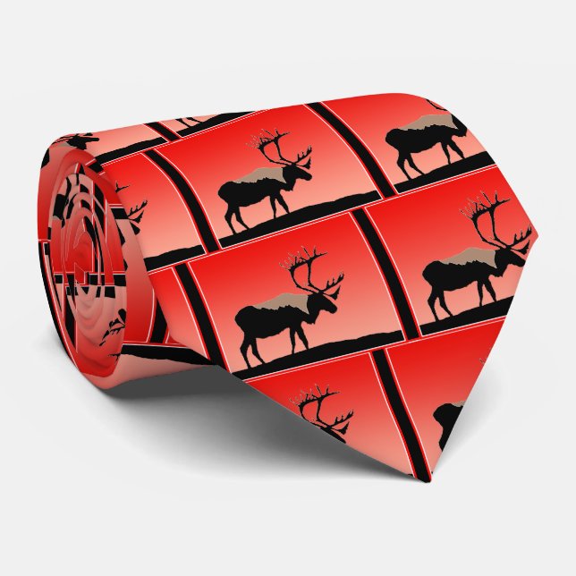 Caribou at Sunset  - Original Wildlife Art Tie (Rolled)