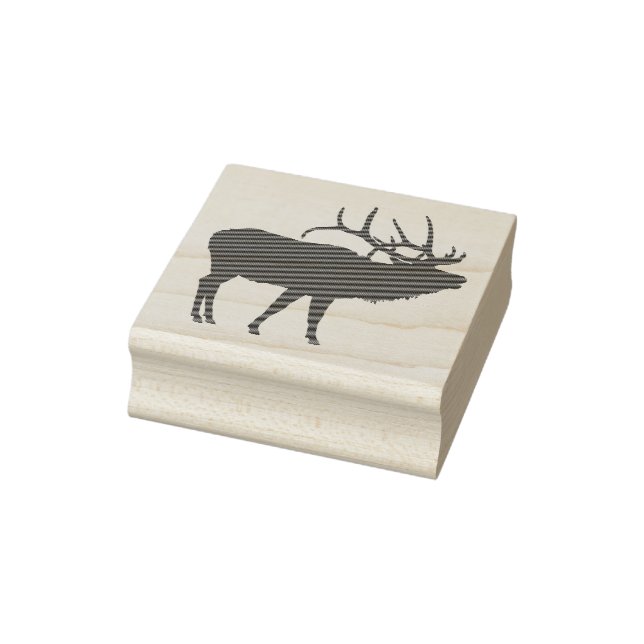 Caribou deer bugling, calling, big elk antler buck rubber stamp (Stamp)