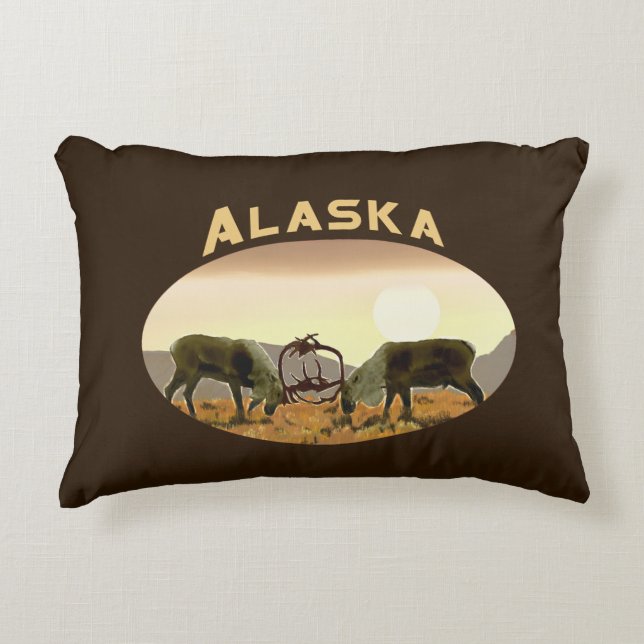 Caribou Duel - Alaska Decorative Cushion (Front)