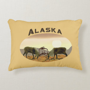 Caribou Duel - Alaska Decorative Cushion
