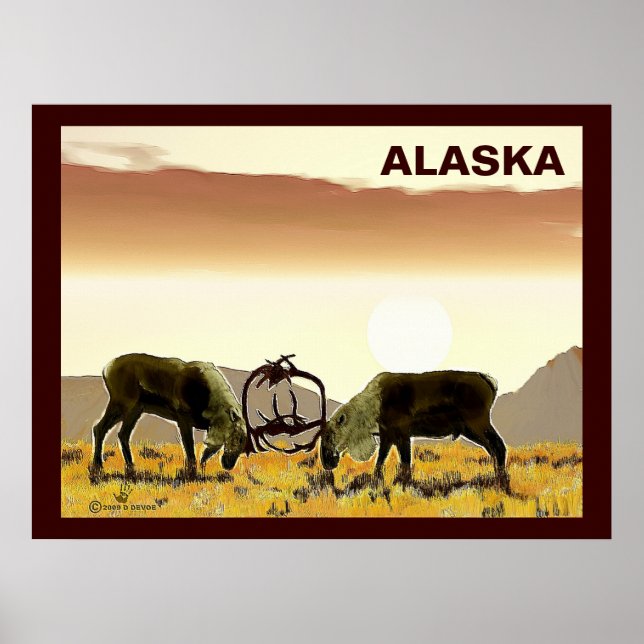 Caribou Duel - Alaska Poster (Front)