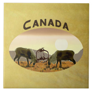 Caribou Duel - Canada Ceramic Tile