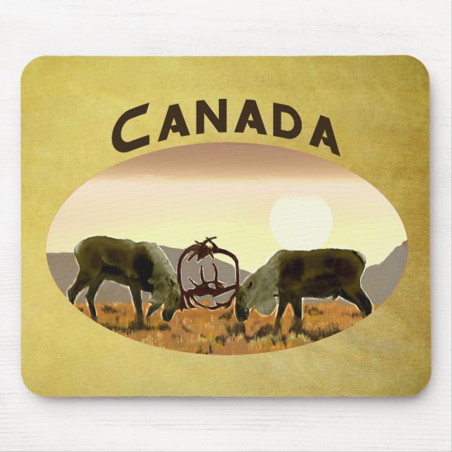 Caribou Duel - Canada Mouse Pad (Front)