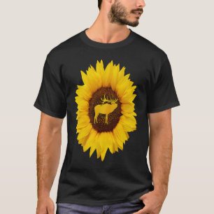 Caribou For Women Men Stag Doe Deer Sunflower T-Shirt