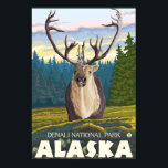 Caribou in the Wild - Denali National Park, Poster<br><div class="desc">Caribou in the Wild - Denali National Park,  Alaska - Vintage Travel Poster was created in 2007. This image depicts scenes from Denali National Park,  AK.</div>