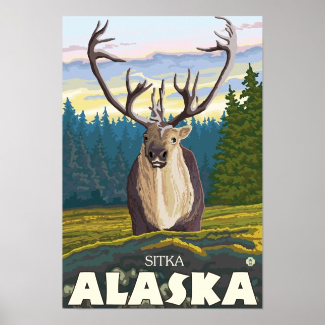 Caribou in the Wild - Sitka, Alaska Poster (Front)