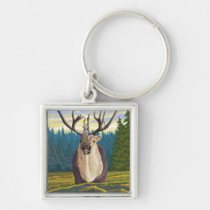Caribou in the Wild - Wyoming Key Ring