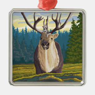 Caribou in the Wild - Yellowstone National Metal Ornament