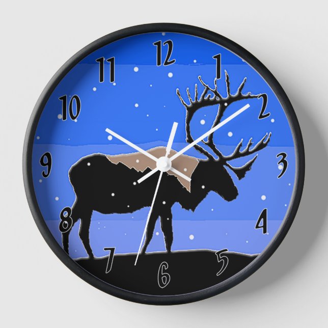 Caribou in Winter  - Original Wildlife Art Clock (Front)