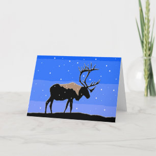 Caribou in Winter  - Original Wildlife Art Holiday Card