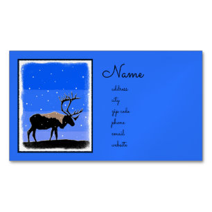 Caribou in Winter - Original Wildlife Art Magnetic Business Card