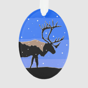 Caribou in Winter - Original Wildlife Art Ornament