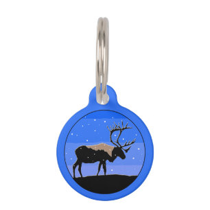 Caribou in Winter - Original Wildlife Art Pet Tag