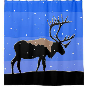 Caribou in Winter  - Original Wildlife Art Shower Curtain