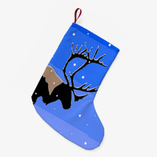 Caribou in Winter - Original Wildlife Art Small Christmas Stocking