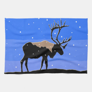 Caribou in Winter - Original Wildlife Art Tea Towel