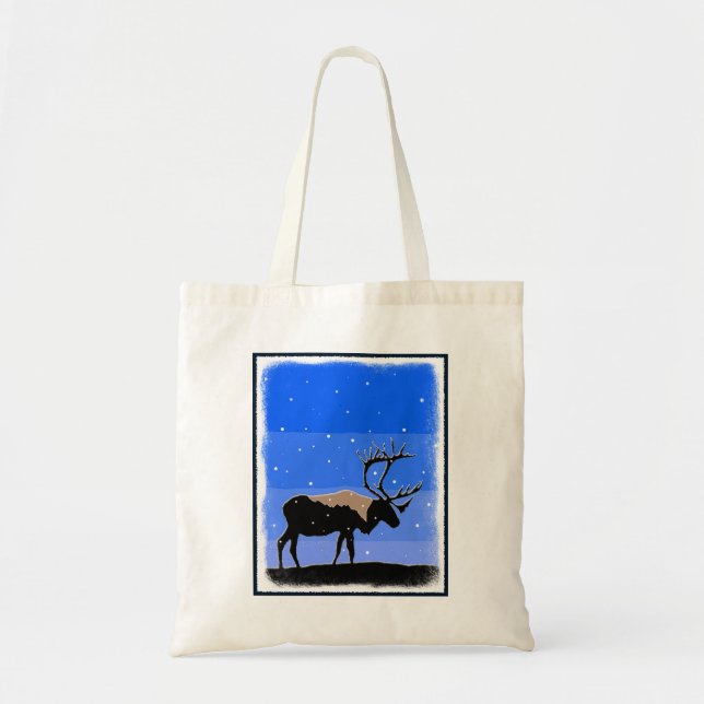 Caribou in Winter  - Original Wildlife Art Tote Bag (Front)