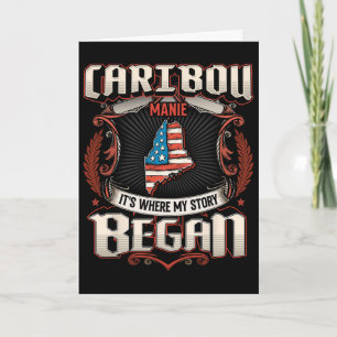 Caribou Maine Usa Flag Independence Day  Card