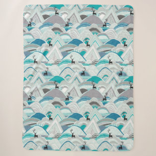caribou mountains blue sherpa blanket