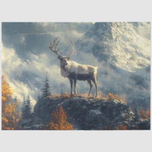 Caribou on the Mountain Painting Decoupage Tissue Paper