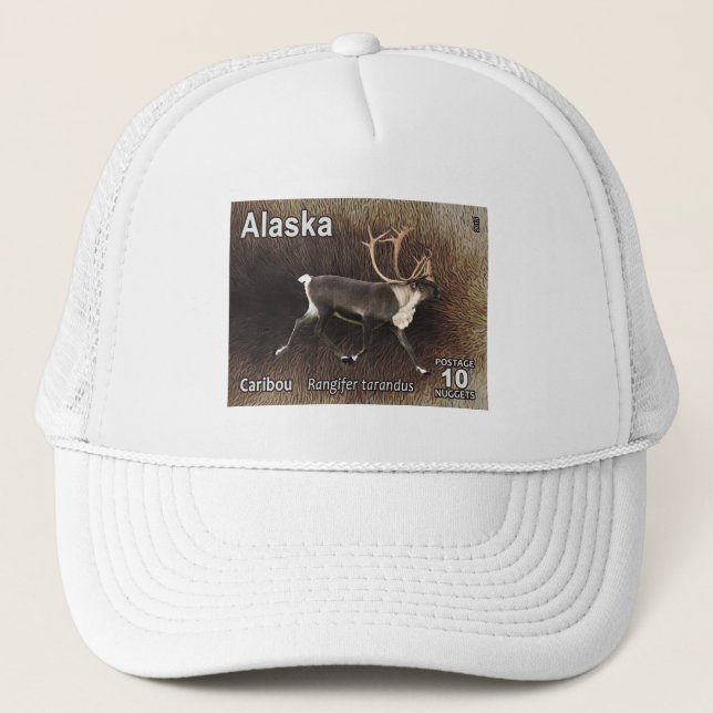 Caribou (Reindeer) - Alaska Postage Trucker Hat (Front)