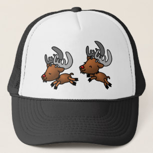 Caribou Reindeer Deer Animals Wild Happy Jumping Trucker Hat