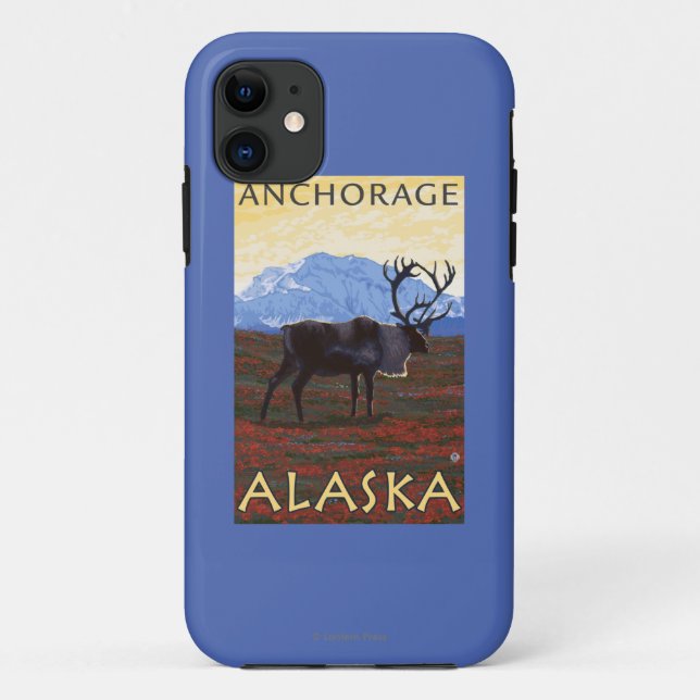 Caribou Scene - Anchorage, Alaska Case-Mate iPhone Case (Back)