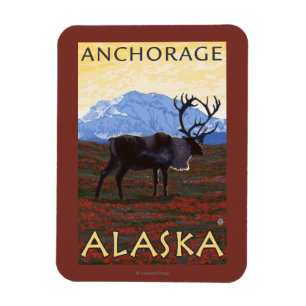 Caribou Scene - Anchorage, Alaska Magnet